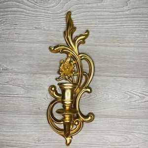 Vintage  MCM Syroco Homeco Gold Wall Candle Sconces wall art